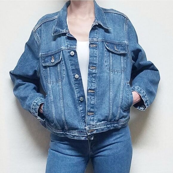 Vtg Y2K Tommy Hilfiger Goose Denim Jacket XL - Picture 2 of 16